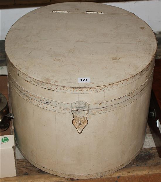 Circular white painted box